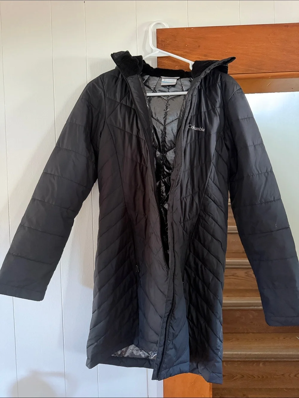 Columbia Women's Black Long Quilted Puffer Coat with Hood